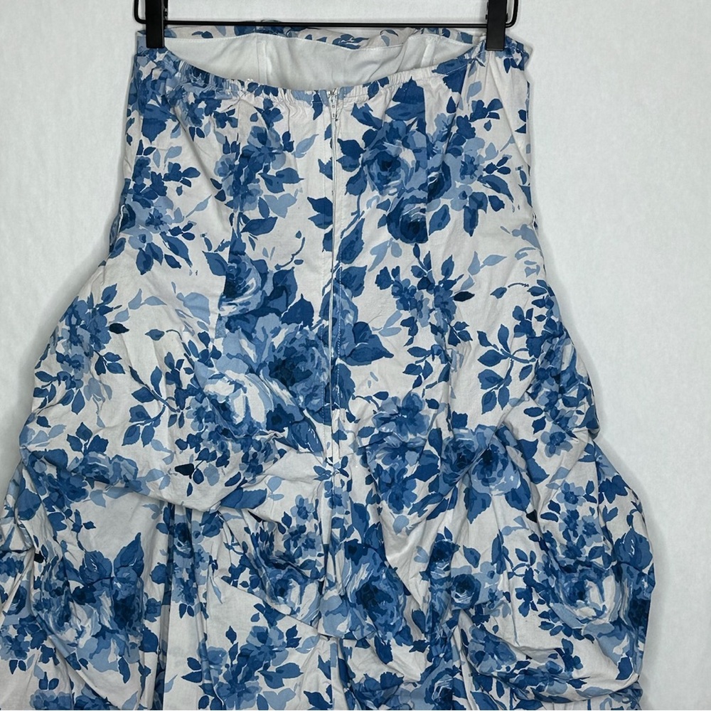 Deb Blue White Floral Strapless Ruffle Dress Y2K Mini Party Summer 16 SEE NOTE - Picture 4 of 8